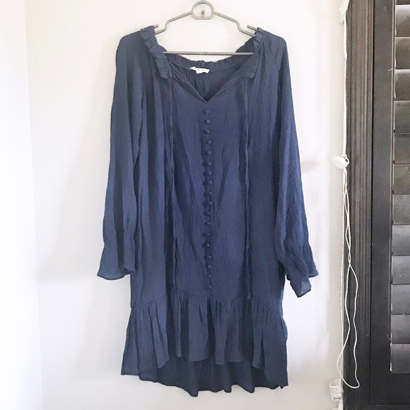 UO Dark Blue Picnic Dress - Picture 1 of 5